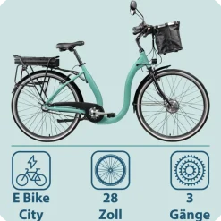 Tretwerk Linea 28 Zoll E Bike Damen Pedelec 3 Gang Nabenschaltung Elektro FahrradCitybike retro Tiefeinsteiger