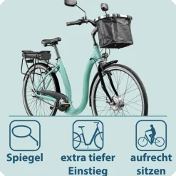 Tretwerk Linea 28 Zoll E Bike Damen Pedelec 3 Gang Nabenschaltung Elektro FahrradCitybike retro Tiefeinsteiger
