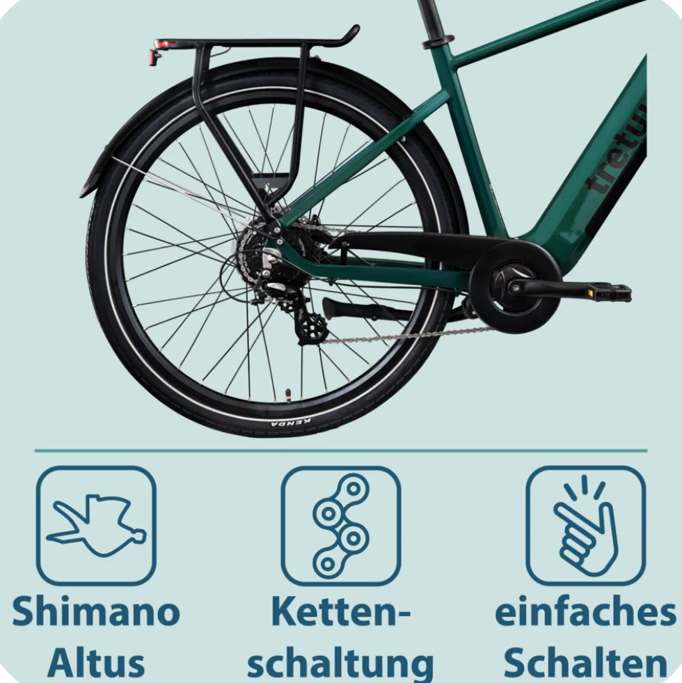 Tretwerk Onyx E Bike Trekkingrad ab 165 cm Elektrofahrrad 550 Wh Pedelec Trekking Rad Fahrrad mit 8 Gang und Beleuchtung StVZO