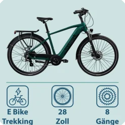 Tretwerk Onyx E Bike Trekkingrad ab 165 cm Elektrofahrrad 550 Wh Pedelec Trekking Rad Fahrrad mit 8 Gang und Beleuchtung StVZO
