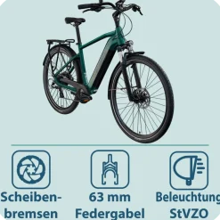 Tretwerk Onyx E Bike Trekkingrad ab 165 cm Elektrofahrrad 550 Wh Pedelec Trekking Rad Fahrrad mit 8 Gang und Beleuchtung StVZO