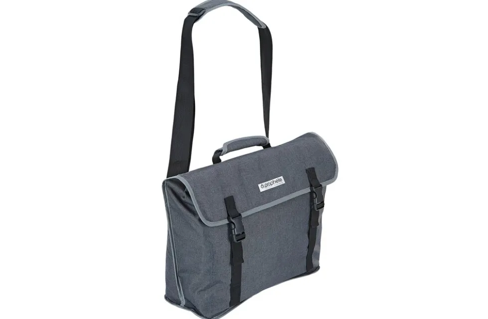 Urban Seitenpacktasche, gut geeignet für 20" Fahrräder und E-Bikes, inkl. Laptopfach, inkl. Regencape im verstärkten Boden, reflektierende Elemente, Volumen: 20 Liter, Farbe: grau