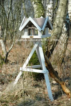 Vogelhaus-Ständer, Kiefer, weiß