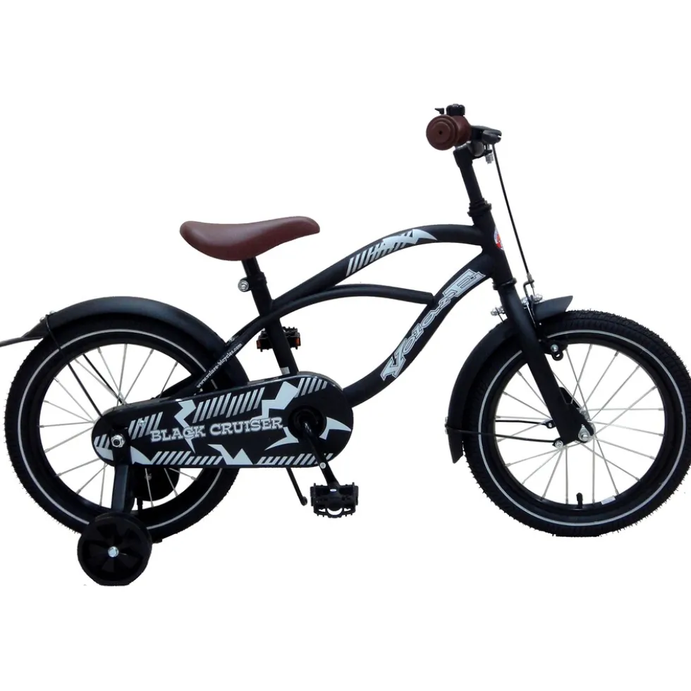 Volare Black Cruiser Kinderfahrrad 16 Zoll Mädchen Jungen Fahrrad ab 4 - 6 Jahre Größe 104 - 110 cm