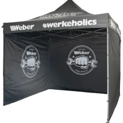 Weber #Werkeholics Easy-Up Zelt 3 x 3 m Pavillon inkl. 3 Seitenwände schwarz