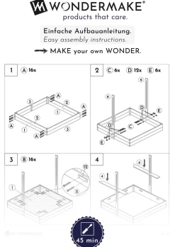 WONDERMAKE® Design Sandkasten mit Matschküche, Dach, Abdeckung OXFORD 420D, Vliesfolie, Sandkiste Holz quadratisch verschließbar Outdoor Garten für Kinder, weiß silber