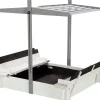 WONDERMAKE® Design Sandkasten Holz mit Dach, Abdeckung & Sitzbank, Kinder Sandkiste mit klappbarem Deckel, UV-Sonnenschutz, Sandbox quadratisch Garten Outdoor Spielplatz, 120x120 cm, weiß grau schwarz