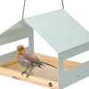 WONDERMAKE® Großes Design Vogelhaus aus Metall und Holz wetterfest zum Aufhängen, modernes Vogelfutterhaus XL Metalldach hängend, Vogelhäuschen Futterhaus für Vögel, Edelstahl Kiefer, türkis-grau mint