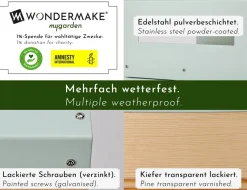 WONDERMAKE® Großes Design Vogelhaus aus Metall und Holz wetterfest zum Aufhängen, modernes Vogelfutterhaus XL Metalldach hängend, Vogelhäuschen Futterhaus für Vögel, Edelstahl Kiefer, türkis-grau mint