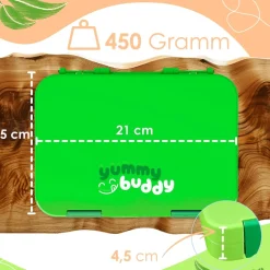 yummy buddy Kinder Brotdose 6 Fächern Klick-Verschluss BPA-Frei Grün