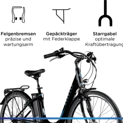 Zündapp Green 2.7 E Bike Damenfahrrad 28 Zoll 150 - 175 cm mit 3 Gang Nabenschaltung Rücktritt Pedelec Hollandrad Citybike Nabenmotor