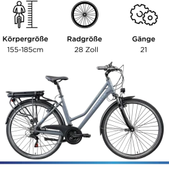 Zündapp Green 7.7 E Bike Damen Trekkingrad 28 Zoll Pedelec 155 - 185 cm Trekkingfahrrad mit 21 Gang E Fahrrad StVZO Tourenrad