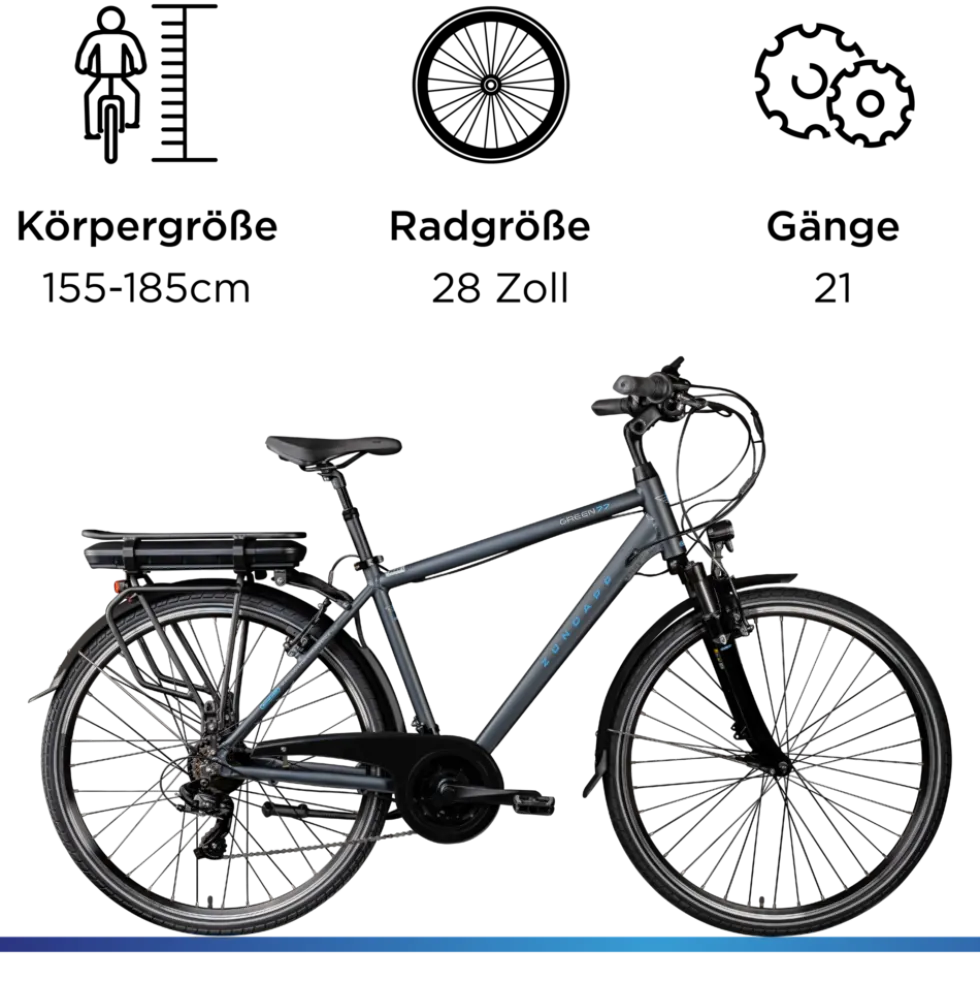 Zündapp Green 7.7 E-Bike Herren Trekkingrad 28 Zoll Pedelec 155 - 185 cm Trekkingbike mit 21 Gang E Fahrrad StVZO Tourenrad