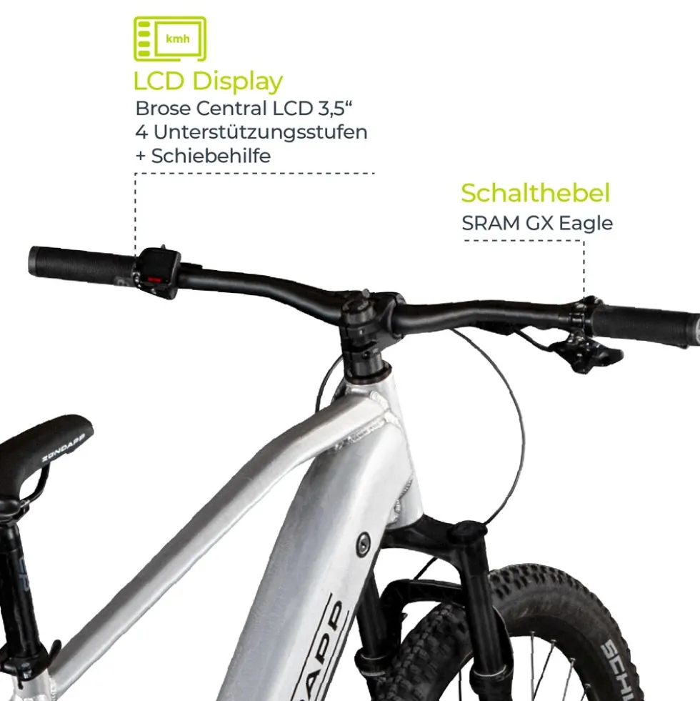 Zündapp HX522 E Bike E Mountainbike 29 Zoll Pedelec Brose Hardtail MTB Fahrrad Elektro Fahrräder 12 Gang 522 Wh Akku