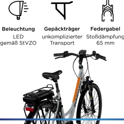 Zündapp X200 E Bike Damenfahrrad 155 - 180 cm Stadtrad Pedelec 7 Gang Shimano Schaltung Cityrad mit Bosch Mittelmotor Hollandrad