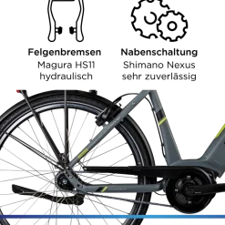 Zündapp X600 E Bike Damenfahrrad 155 - 180 cm Stadtrad Pedelec 7 Gang Shimano Schaltung Cityrad mit Bosch Mittelmotor Hollandrad