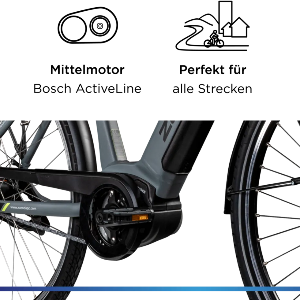 Zündapp X600 E Bike Damenfahrrad 155 - 180 cm Stadtrad Pedelec 7 Gang Shimano Schaltung Cityrad mit Bosch Mittelmotor Hollandrad