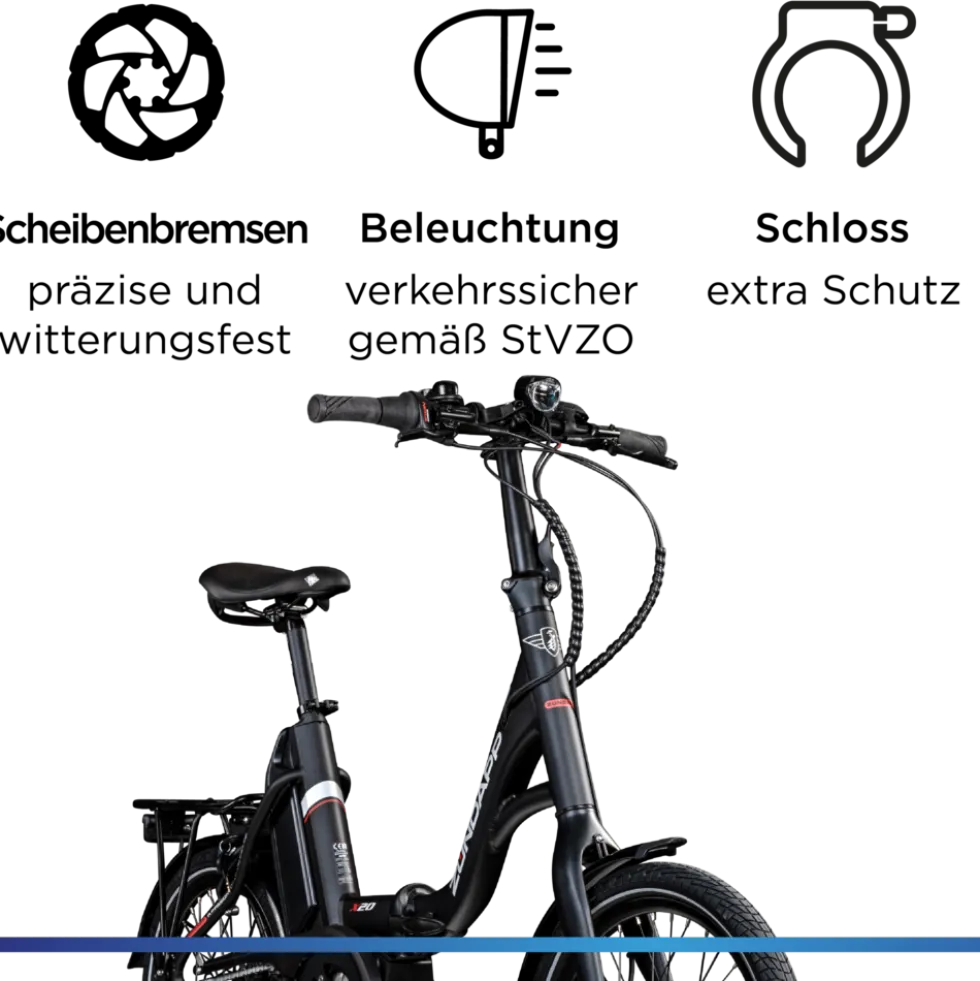 Zündapp X20 E Bike Klapprad Pedelec für Damen und Herren 150 - 190 cm E Fahrrad Bosch Faltrad Tiefeinsteiger Urban Bike