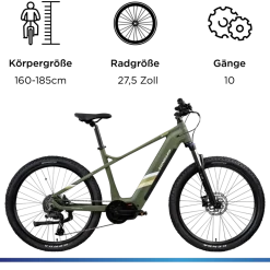 Zündapp X900 E Bike Mountainbike 27,5 Zoll Pedelec Herren 165-180 cm Elektrofahrrad 10 Gang EMTB Hardtail mit Mittelmotor