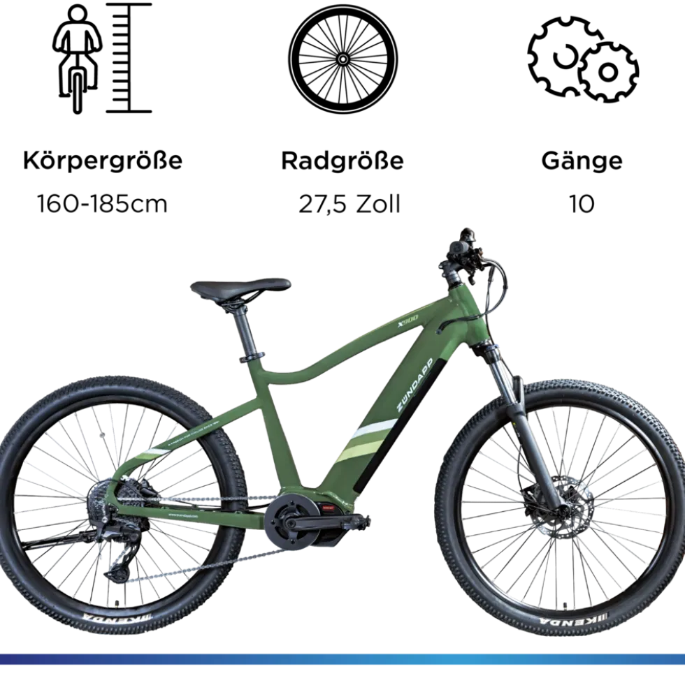Zündapp X900 E Bike Mountainbike 27,5 Zoll Pedelec Herren 165-180 cm Elektrofahrrad 10 Gang EMTB Hardtail mit Mittelmotor