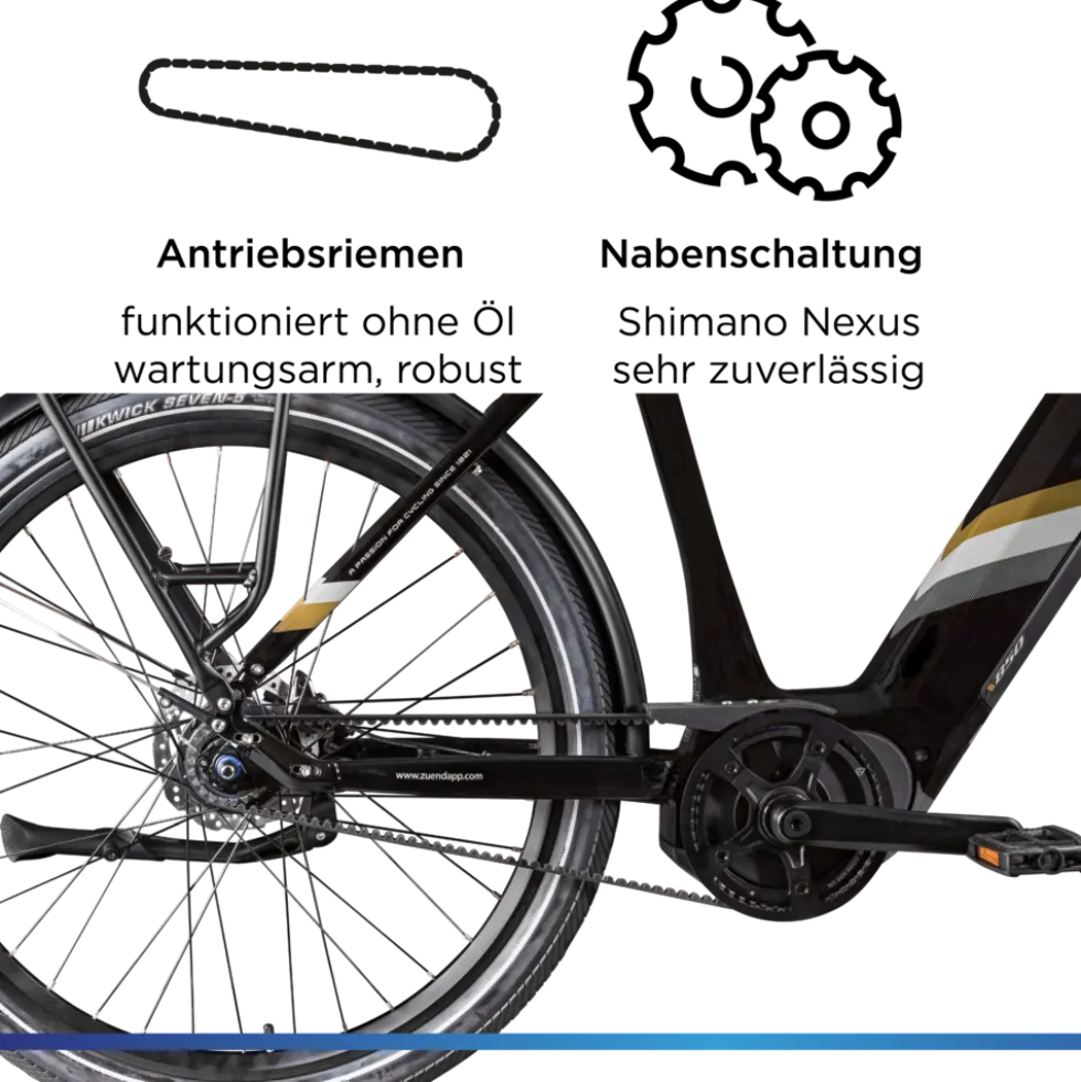 Zündapp X850 Trekking E Bike 27,5 Zoll Pedelec 165-185 cm Trekking Fahrrad Riemenantrieb Elektrofahrrad 550Wh 7 Gang