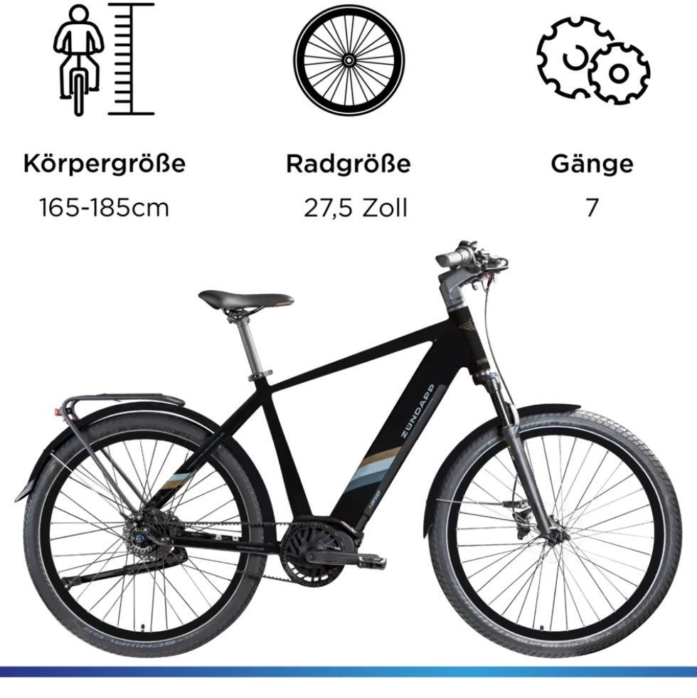 Zündapp X850 Trekking E Bike 27,5 Zoll Pedelec 165-185 cm Trekking Fahrrad Riemenantrieb Elektrofahrrad 550Wh 7 Gang