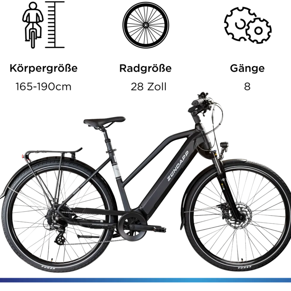 Zündapp Z810 E Bike Damen Trekkingrad ab 165 cm Elektrofahrrad 550 Wh Pedelec Trekking Rad Fahrrad mit 8 Gang und Beleuchtung StVZO
