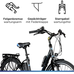 Zündapp Z505 E Bike Damen 28 Zoll Pedelec 160 - 185 cm 6 Gang Damenfahrrad E Fahrrad Hollandrad mit Licht