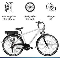Zündapp Z802 E Bike 28 Zoll Herren Trekkingrad 21 Gang Elektrofahrrad StVZO 165 - 185 cm Pedelec Elektro Trekking Fahrrad
