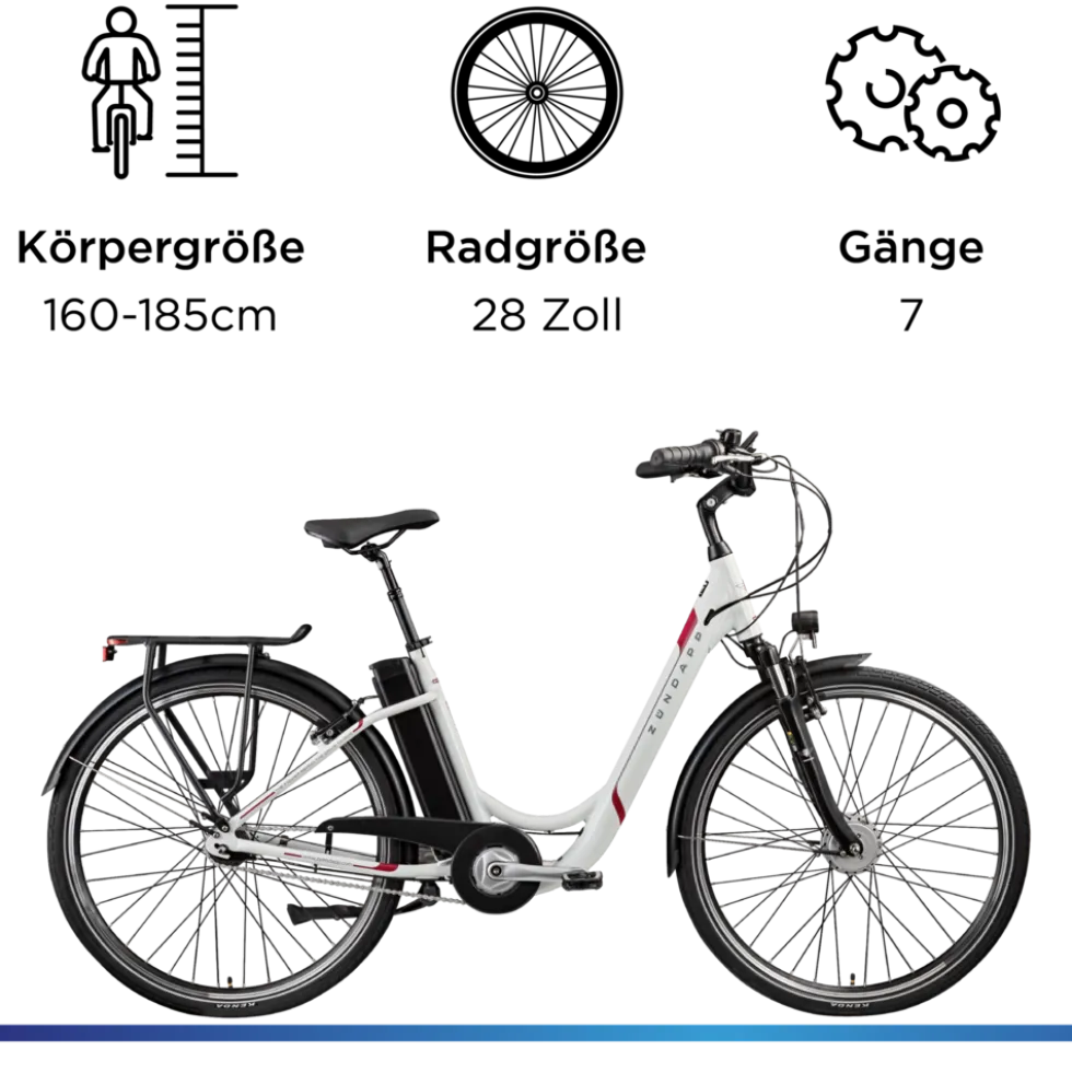 Zündapp Z517 E Bike 28 Zoll Pedelec Hollandrad E Fahrrad Damen 155 - 190 cm mit 7 Gang Nabenschaltung Rücktritt Citybike Nabenmotor