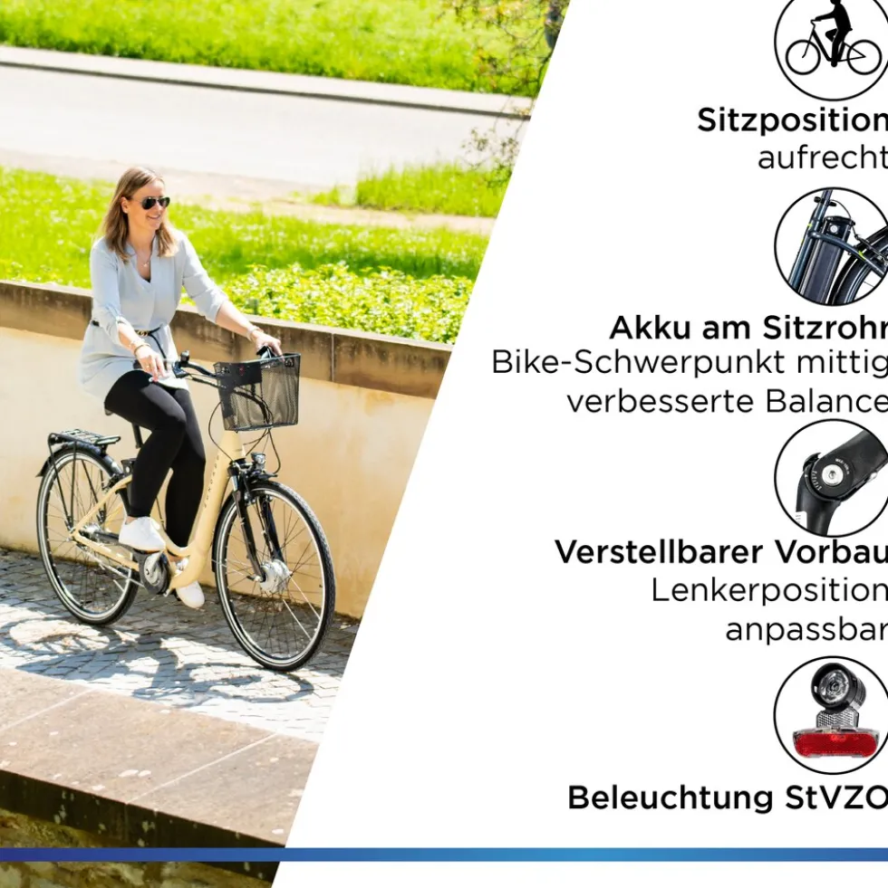 Zündapp Z517 E Bike 28 Zoll Pedelec Hollandrad E Fahrrad Damen 155 - 190 cm mit 7 Gang Nabenschaltung Rücktritt Citybike Nabenmotor