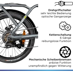 Zündapp ZT20R Ebike Klapprad für Erwachsene 145 - 185 cm Pedelec für Damen und Herren 20 Zoll mit 6 Gängen Elektro Bike Faltrad