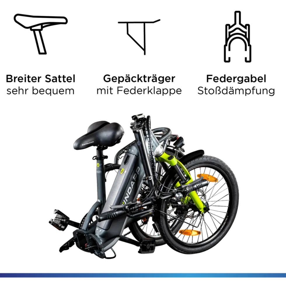 Zündapp ZT20R Ebike Klapprad für Erwachsene 145 - 185 cm Pedelec für Damen und Herren 20 Zoll mit 6 Gängen Elektro Bike Faltrad