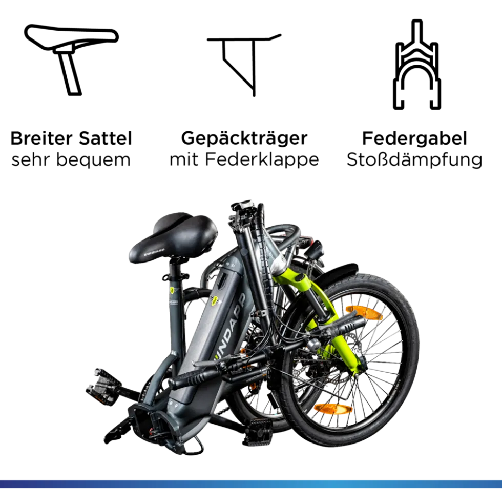 Zündapp ZT20R Ebike Klapprad für Erwachsene 145 - 185 cm Pedelec für Damen und Herren 20 Zoll mit 6 Gängen Elektro Bike Faltrad