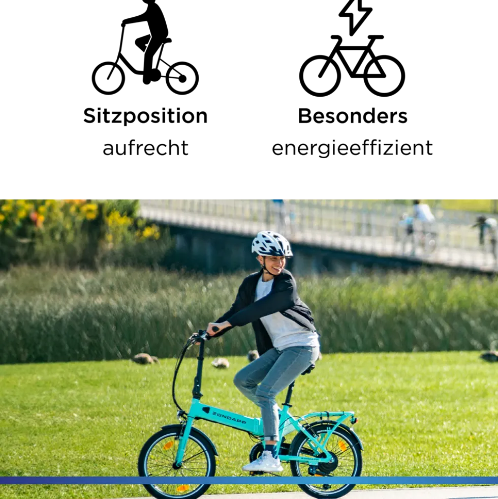Zündapp Z101 20 Zoll Elektro Klapprad für Erwachsene 150 - 180 cm 6 Gang E Klappfahrrad E Bike Faltrad Pedelec StVZO