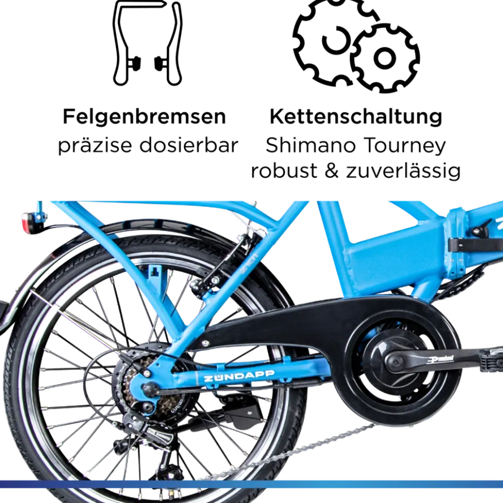 Zündapp Z101 20 Zoll Elektro Klapprad für Erwachsene 150 - 180 cm 6 Gang E Klappfahrrad E Bike Faltrad Pedelec StVZO