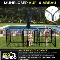 zoomundo Welpenauslauf / Freilaufgehege 8-Eck - XL - BLACK EDITION